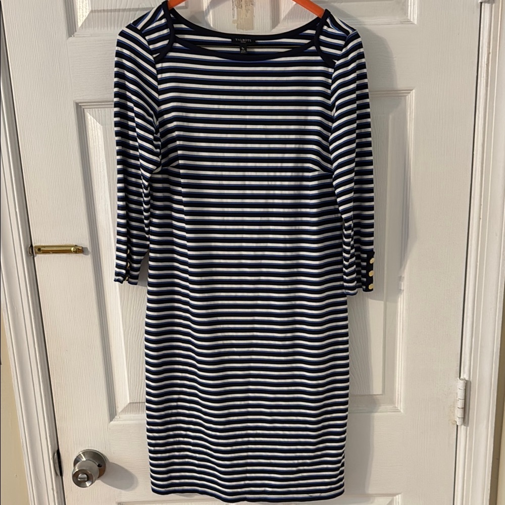 Talbots Black and White Sheath Dress with Raglan Sleeves